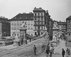 Aspernbrücke mit Melnitzky-Skulpturen in den 1870er Jahren