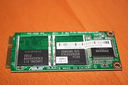 mSATA-Steckkarte: Physisch PCI Express Mini Card, Elektrisch SATA: Solid-State-Drive ursprünglich für Notebooks