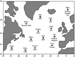 Wetterschiffstationen im Nordatlantik