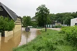Hochwasser 2013 an der Hirschmühle in Greiz-Aubachtal