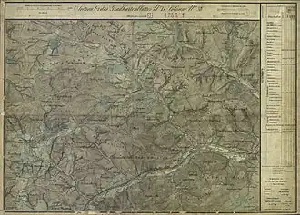 Landesaufnahme 1873: Ortskern mit der südlichen Umgebung (Mitte oben)