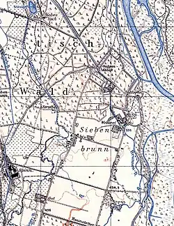Siebenbrunn auf einem TK25-Messtischblatt von 1942