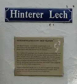 Gedenktafel am Haus, Hinterer Lech 2
