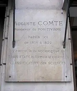 Haus Nr. 36: Wohnort von Auguste Comte von 1818 bis 1822