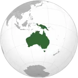 Lage des Kontinents Australien