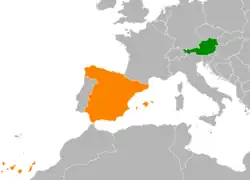 Lage von Österreich und Spanien