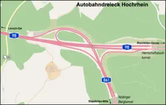 Übersichtskarte Autobahndreieck Hochrhein