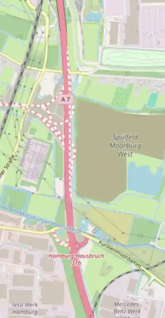 Übersichtskarte Autobahnkreuz Hamburg-Hafen