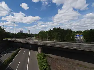 Blick von Süden über die A&nbsp;43 am Autobahnkreuz Herne