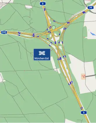 Übersichtskarte Kreuz München-Süd
