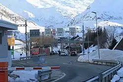 Autoverlad in Realp Richtung Wallis durch den Furka-Basistunnel