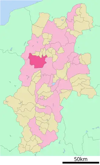 Lage Azuminos in der Präfektur