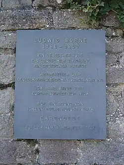 Börne-Gedenktafel am Hambacher Schloss