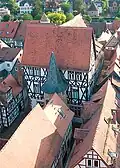 Blick auf das Rathaus vom Kirchturm aus