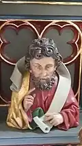 Büste des Evangelisten Lukas rechts innen an der Predella (Caspar Weis, 1891)