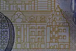 Hintergrundzeichnung: Vorderseite des 100-Mark-Scheins BBk&nbsp;III