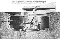 BL-8-Geschütz (Breech-loading / Hinterlader vom Kaliber 8 Zoll/20,3 cm) auf Elswick mounting