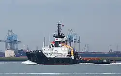 Bremen Fighter (mit Schornsteinmarke der URAG) unterwegs auf dem Nieuwe Waterweg