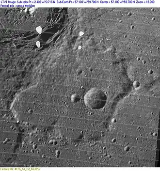 Krater Babbage, links oben Pythagoras (Lunar Orbiter 4)
