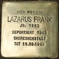 Stolperstein für Lazarus Frank