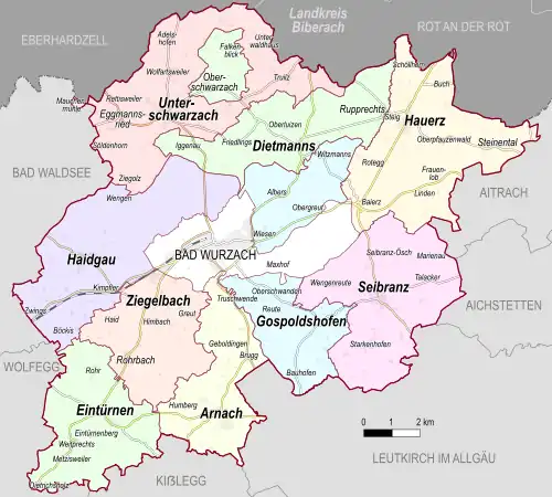 Bad Wurzach mit seinen Stadtteilen