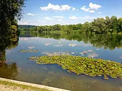 Blick von Westen über den Baggersee mit Winzerer Höhen im Hintergrund