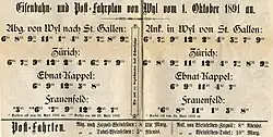 Aushangfahrplan ab Oktober 1891