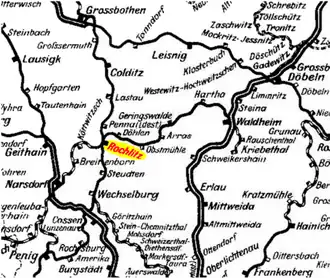 Bahnstrecken um den Bahnhof Rochlitz