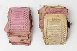 Wahlzettel von der Wahl am 19. Januar 1919 zur Weimarer Nationalversammlung und zur Landtagswahl Hessen-Nassau