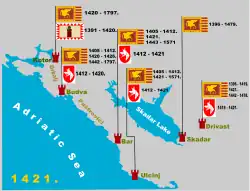 Besitzungen von Venedig und von Balša III.