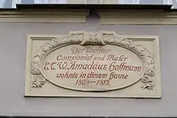 Gedenktafel am E.-T.-A.-Hoffmann-Haus, Schillerplatz 26, in Bamberg