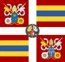 Fahne der Schweizer Garde unter Papst Franziskus und Oberst Christoph Graf