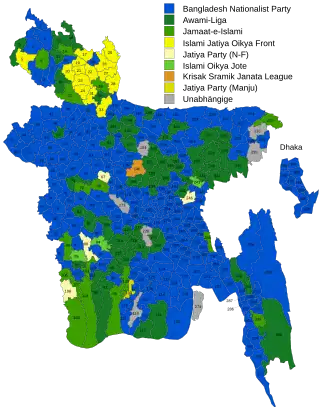 Wahlergebnisse in den Wahlkreisen (zur Wahl­kreis­einteilung siehe die Liste der Wahlkreise in Bangladesch)