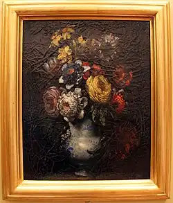 Fayencevase mit Anemonen, Rosen und anderen Blumen, Villa medicea di Poggio a Caiano