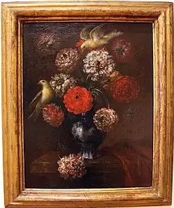 Blumenvase mit zwei Vögeln, Villa medicea di Poggio a Caiano