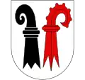 Kantonswappen beider Basel als Kanton der Eidgenossenschaft 1834 bis 1998 (in dieser Form im Bundessiegel von 1848)