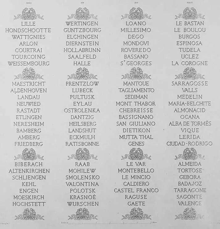 Die 96 Schlachten, die auf den Hauptbögen eingetragen sind