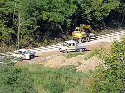 Arbeiten auf der alten Strecke nach Gußwerk zur Verlängerung der Museumstramway in Richtung Mariazeller Ortsmitte (Sept. 2012)