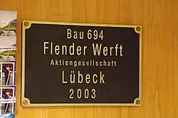 Schiffsplakette der Werft