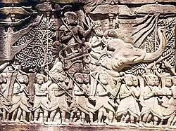 Relief, Kriegszug der Khmer (Bayon)