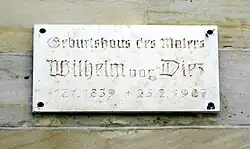 Bayreuth, Brandenburger Straße 32, Geburtshaus des Malers Wilhelm von Diez (Hinweistafel)
