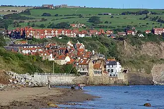 Blick vom Strand auf Unter- und Oberdorf