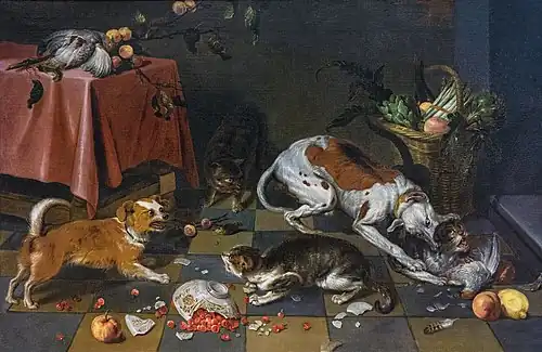 Nicasius Bernaerts, Kampf von Hunden und Katzen.