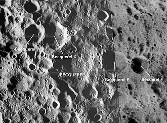 Krater Becquerel mit Nebenkratern Becquerel E, F, W, X