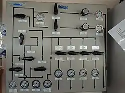Bedientafel auf der Kommandobrücke der Nordic zur Steuerung der Verteilung der Atemluft