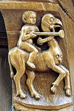 Bedeutung schwer zu entschlüsseln: Reiter auf Fabelwesen