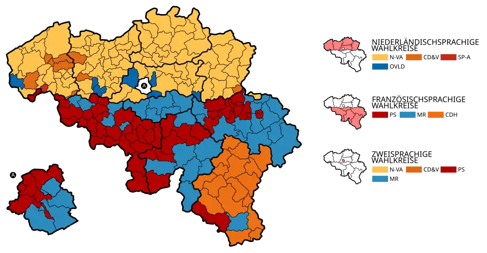 Wahlkreiskarte – Stärkste Partei nach Wahlkanton