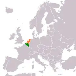Lage von Belgien und Niederlande