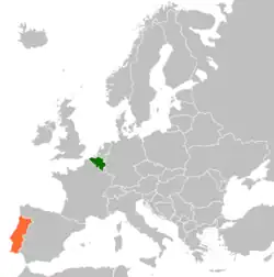 Lage von Belgien und Portugal