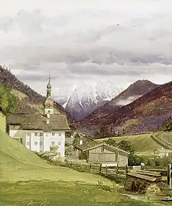 Wilhelm Bendz: Die Kirche von Ramsau (vor 1832)